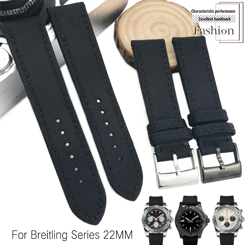 

22mm Fashion Sport Nylon Watchbands Needle Buckle Watch Strap Universal Belt Suitable for Bretling Series Watch Accessories