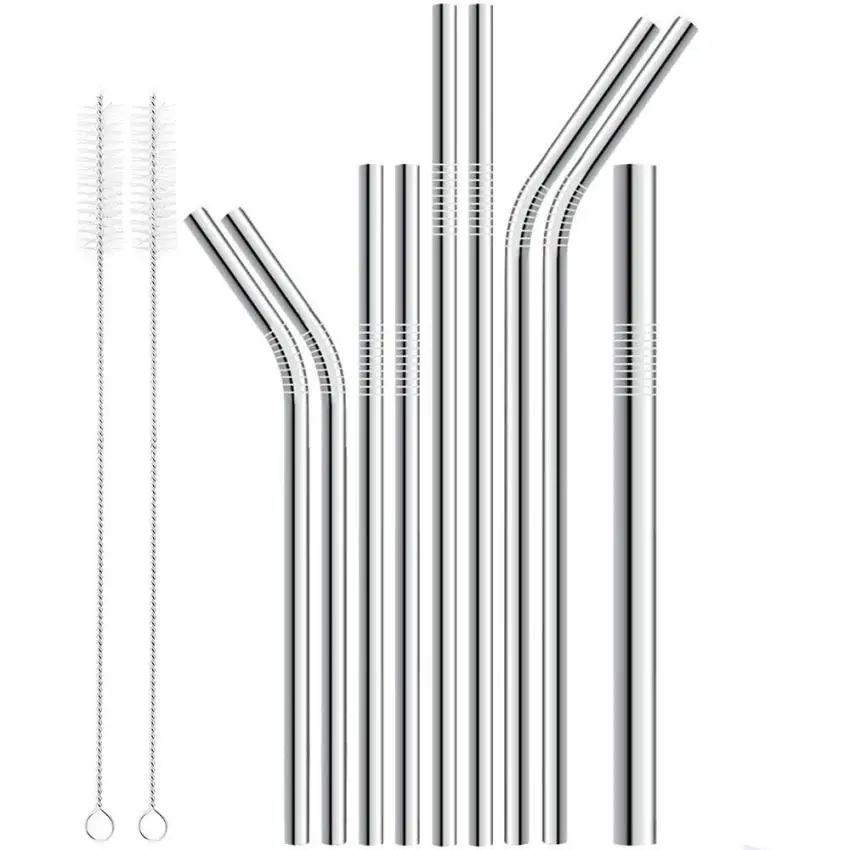 

sstraw drinking cups 11Pcs Long Stainless Steel Metal Drinking Straws With Cleaning Brushes Set Recycle drop shipping 7.24