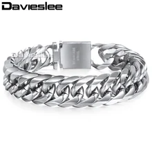 Davieslee мужской браслет цепь Снаряженная кубинская звено 316L нержавеющая сталь Золото Серебро Тон 16 мм LHBM115