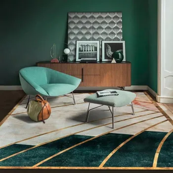 

Post modern dark green color high density living room rug, decoration villa rug, Nordic bedside carpet