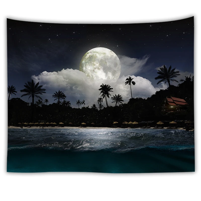 ocean moon tapestry nature dorm decor wall hanging farmhouse drop shipping fabric wall cloth tapest
