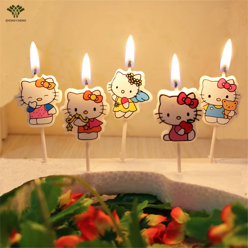 5PCS Hello Kitty Birthday Candle Decorative Candles