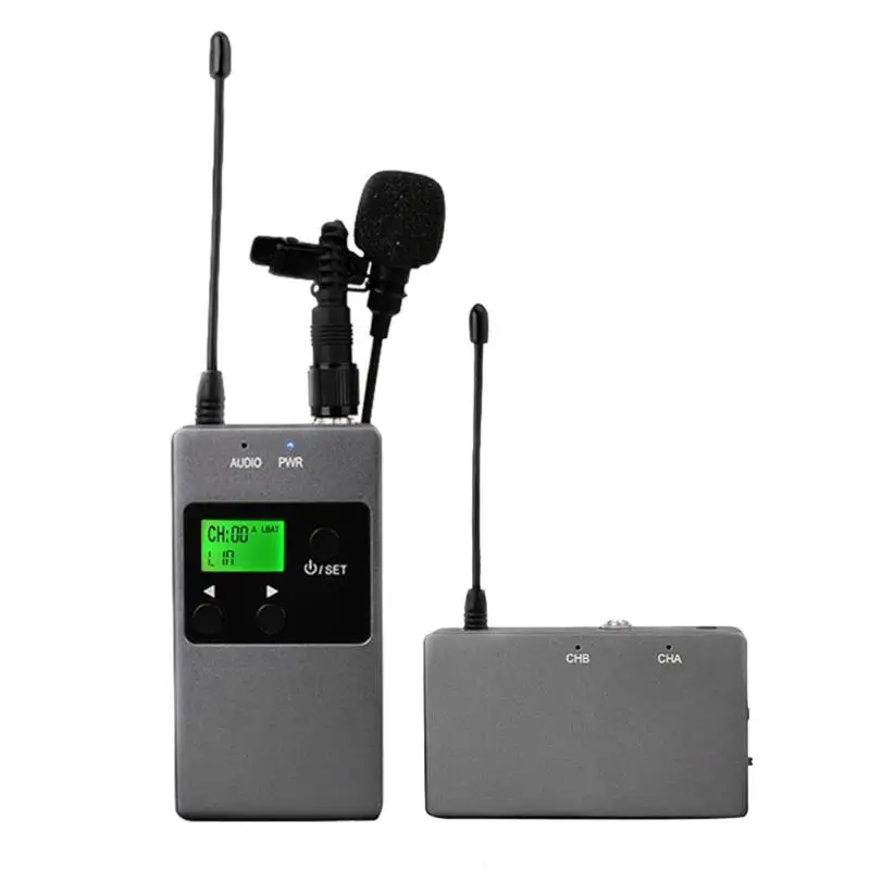 

KW-M01 UHF 48 Channels Wireless Lavalier Microphone Transmitter Receiver Mono/Stereo Switch with MIC and LINE IN Modes
