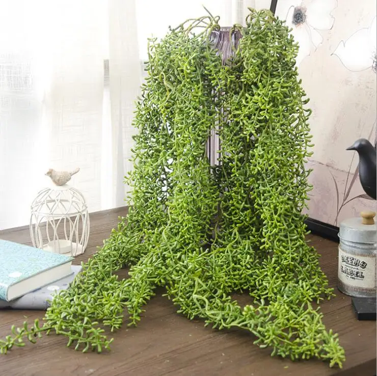 Artificial Bean Succulent plants wall Hanging Vine Flores Rattan fall Leaves For Home Wedding Decoration diy wreath Fake Flowers | Дом и сад