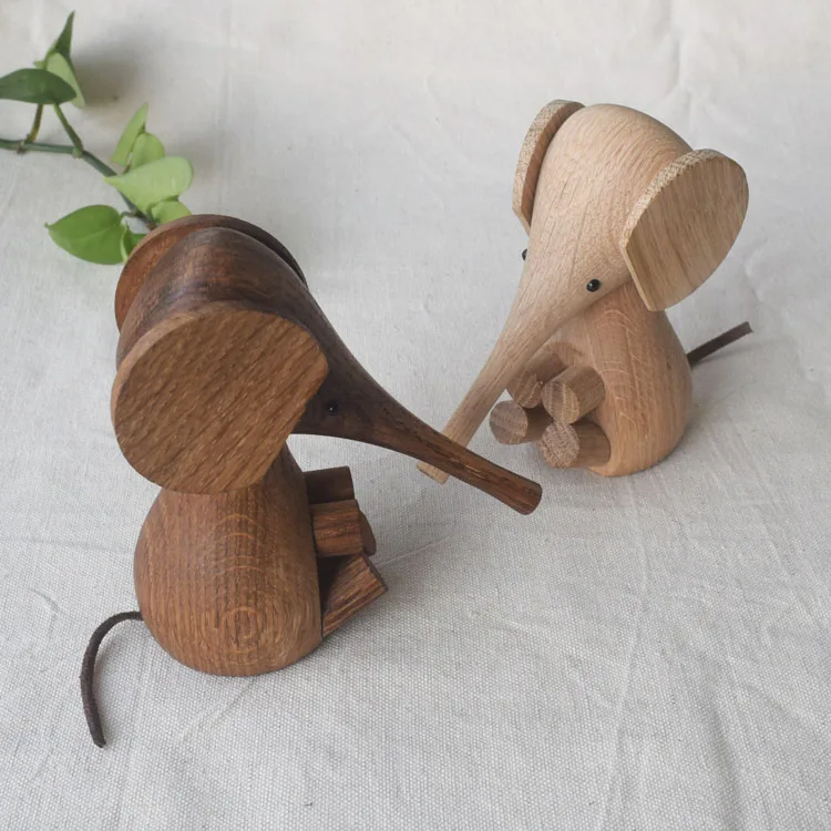 LUDA Скандинавский дизайн животное очаровательный деревянный слон миниатюрный домашний декор фигурки стол Настенная Наклейка для детской комнаты