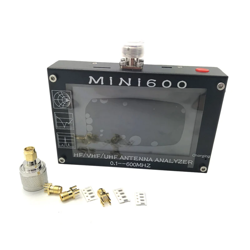 MINI600 4,3 дюймов ЖК-дисплей HF VHF UHF анализатор антенны 0,1-600 МГц измеритель коэффициента стоячей воды 1,0-1999 5V 1.5A для радио C6-007