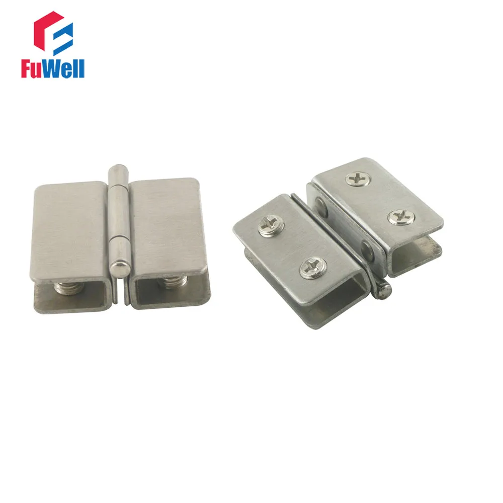 2pcs Stainless Steel Glass Clip Clamp Hinges Fit 5 8mm Shower Showcase