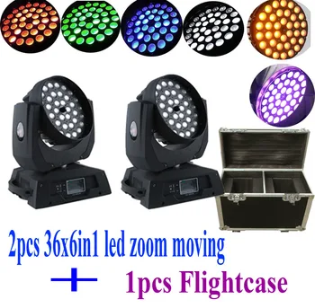 

2pcs/flightcase touch screen led zoom moving head wash light 36x18w rgbwa-uv dj light