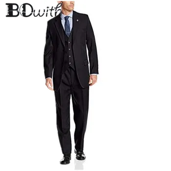 

Black Wedding Men Suit Notched Lapel Slim Fit 3 Pieces Jacket+Pants+Vest For Wedding Tuxedos Formal Suits Custom Made