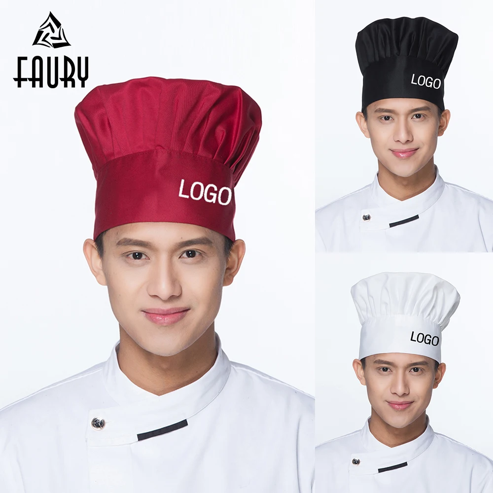 

10Pcs/Lot DIY Embroidery Printing Customize LOGO Restaurant Kitchen Chef Cook Hats Waiter Workwear BBQ Mushroom Caps Wholesale
