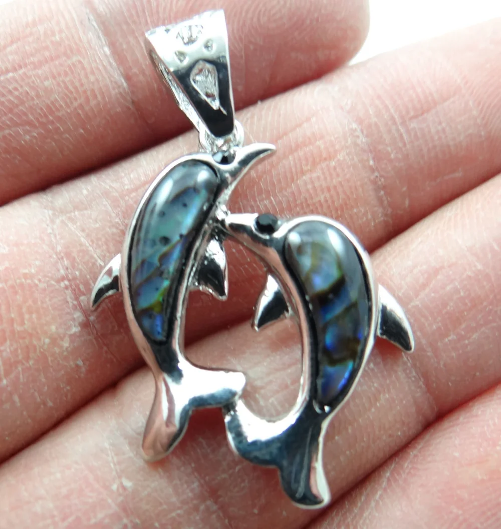 

30*22MM Beautiful Abalone Shell carved the of dolphin PENDANT necklace D29