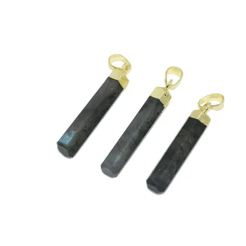 

Long pendulum natural stone labradorite pendant women's cute reiki flash deep grey thin talisman gem stones jewel accessories
