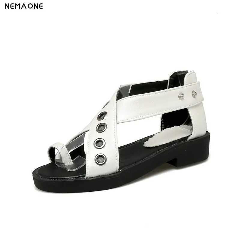 

NEMAONE Women Gladiator low Heel Sandals Platform open Toe Thick Heel Sandals Summer Daily Shoes Woman white pink blue