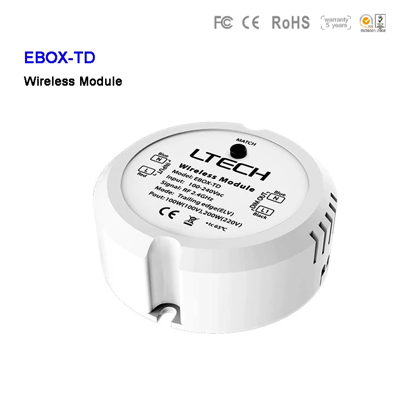 LTECH EBOX TD Беспроводной модуль AC100 ~ 240 V 2 4 GHz RF задней кромки (ELV) приглушить режим led