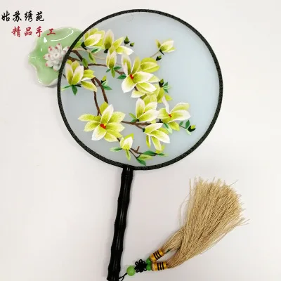 Сучжоу вышивка круглый Веер "Мандарин" двухсторонняя вышивка веер с вышивкой подарок с китайскими характеристиками - Цвет: 33