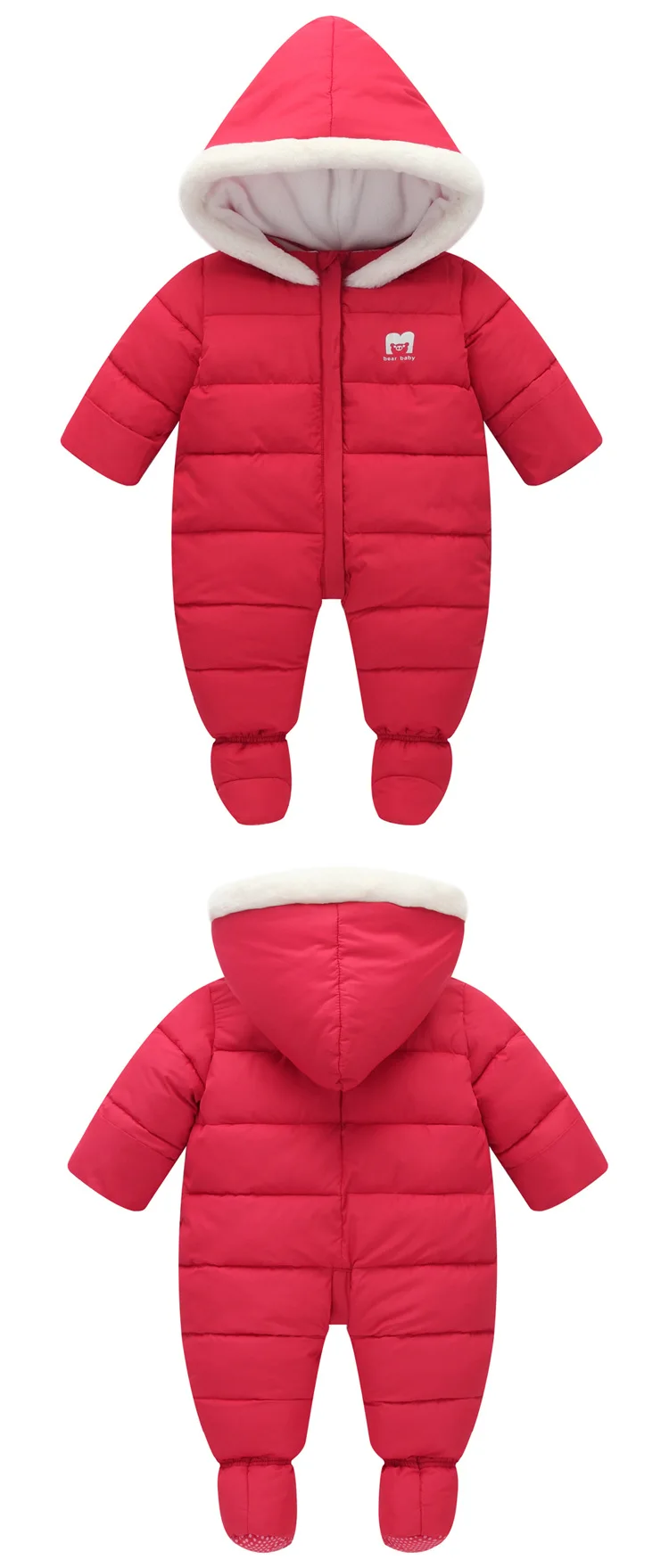 NYSRFZ/Новинка; зимняя хлопковая одежда для новорожденных; плотная одежда для мальчиков и девочек; одежда для альпинизма; пуховик для малышей - Цвет: Красный