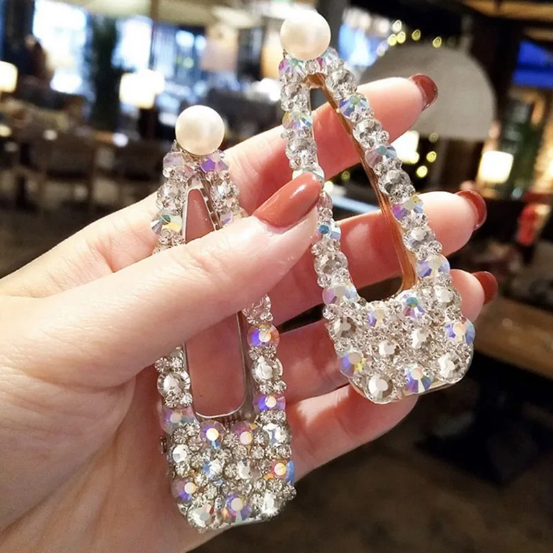 Luxury Pearl Crystal Hair Clips For Women temperament full diamond Reinstone Pearl Elegant Barrettes Hairgrips Hair Accessories