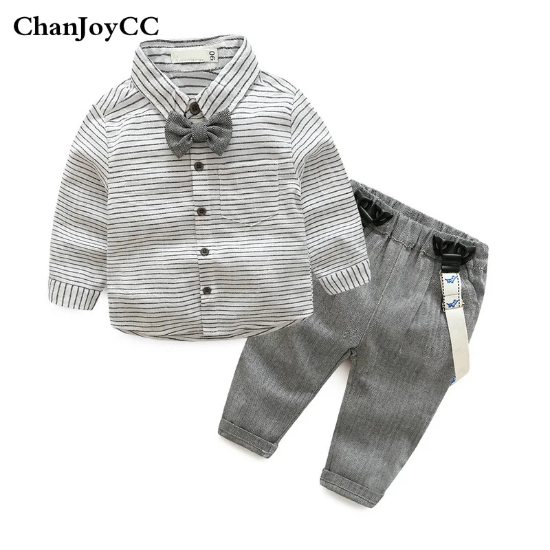 

Baby Boys Gentleman Set Spring Autumn New Fashion Kids High Quality Striped Shirt+Pant Two-piece Suit Children Clothing
