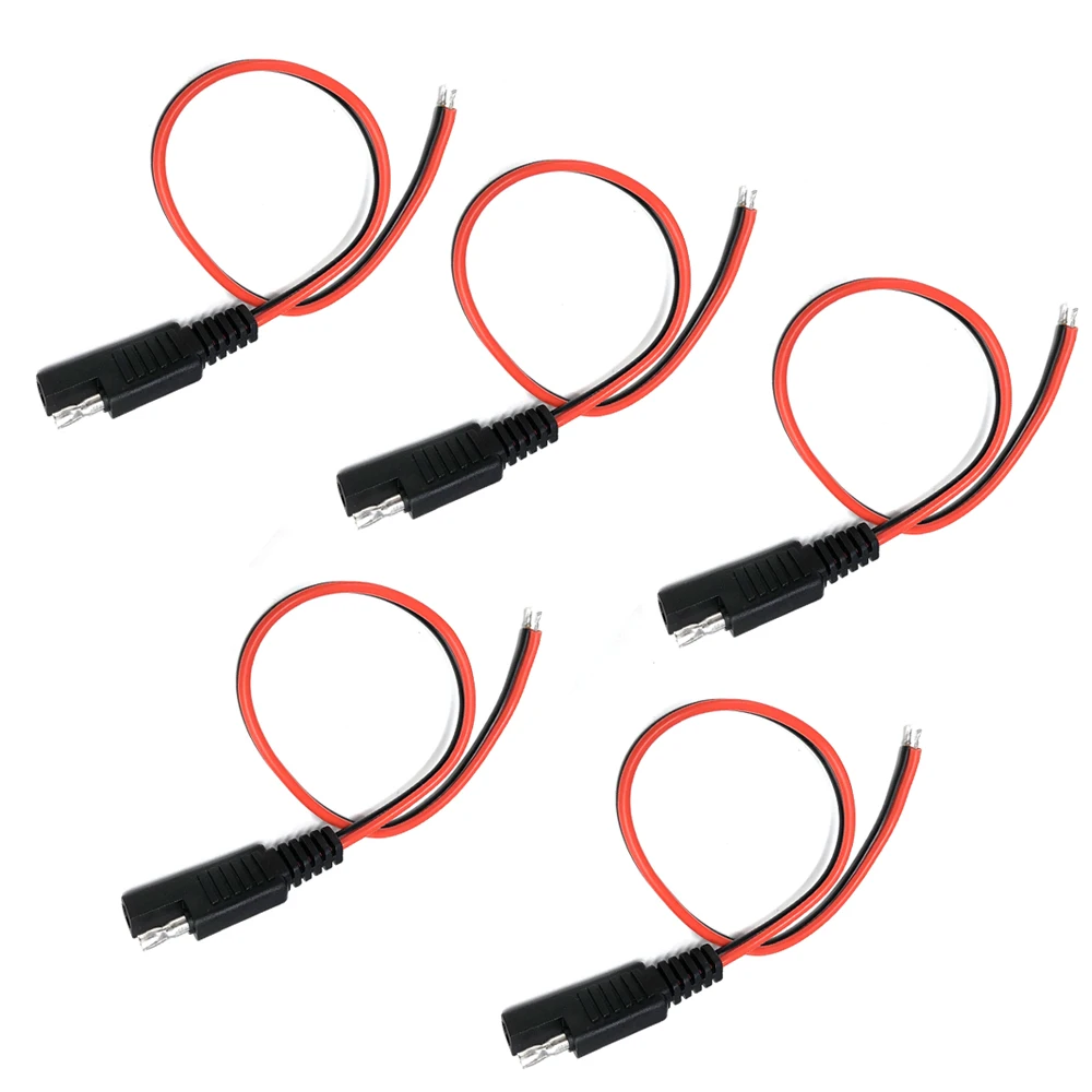 5 PCS 30CM 18AWG DIY SAE Power Automotive Extension Cable 2 Pin with SAE Connector Cable Quick Disconnect