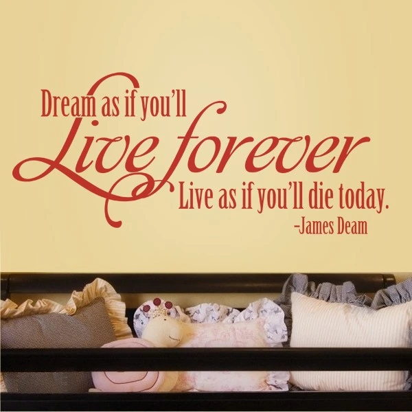 James Dean Citation Reve Comme Si Vous Vivrez Pour Toujours Vivre Comme Si Vous Ll Mourir Aujourd Hui Wall Art Decalque De Vinyle 25 X 58 Aliexpress