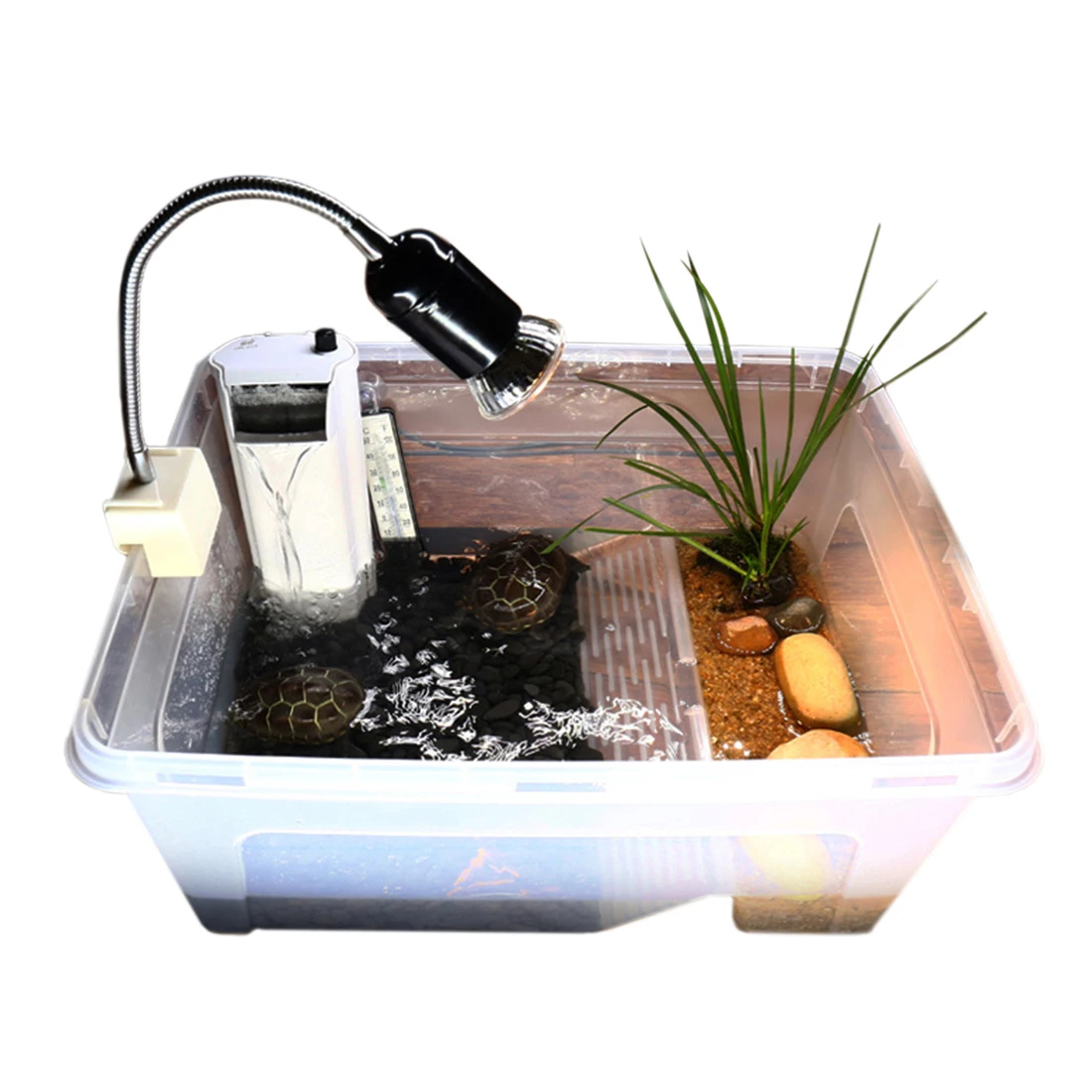 

31*24*15cm Turtle Breeding Box Pet Reptile Tank Insect House Aquarium with Balcony - Transparent White M