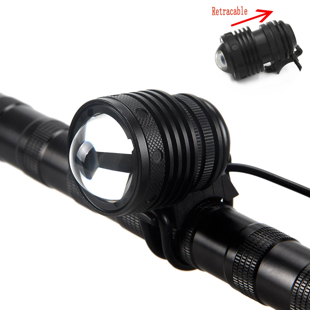 

1200Lm XML-T6 LED Zoomable Bicycle Flashlight Front Bicycle Light Head Torch Retracable Light Bike Lamp Back Tail Light