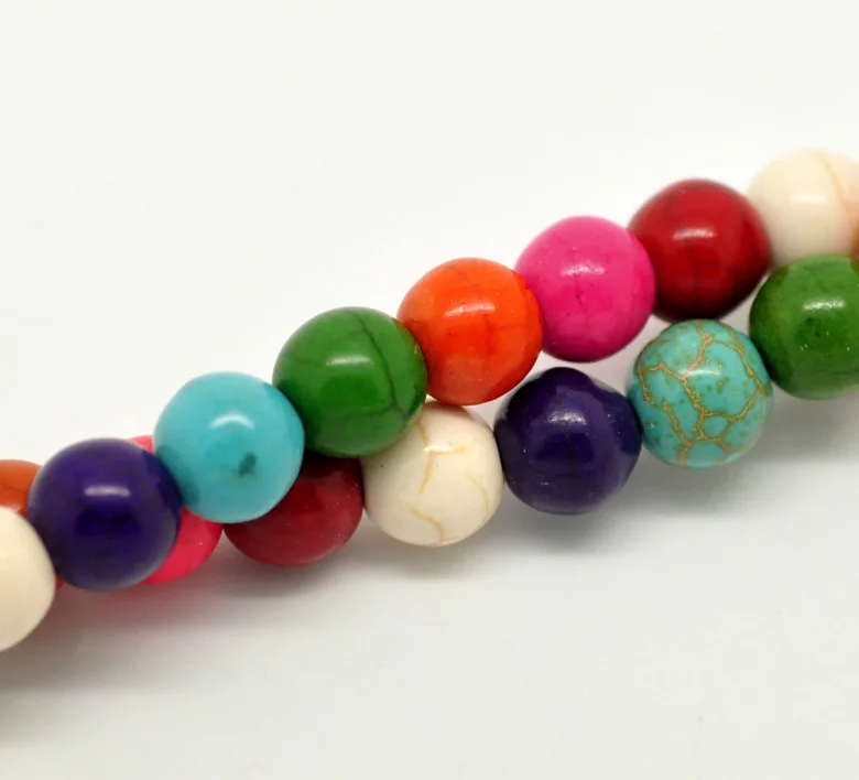 

2019 Hot 2016 NEW 2Strands(2x55PCs) Mixed Howlite Stone Round Loose Beads 8mm(3/8"), 40cm long HOT sale New Arrival