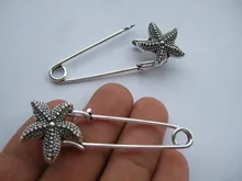 12x Large Durable Strong Metal Kilt Scarf Brooch Safety Pin With Starfish 51mm