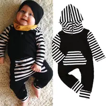 2016 Fashion Baby Romper Clothes Long Sleeve Cotton Striped Hooded Rompers Jumpsuit Outfit Toddler Kids Clothing