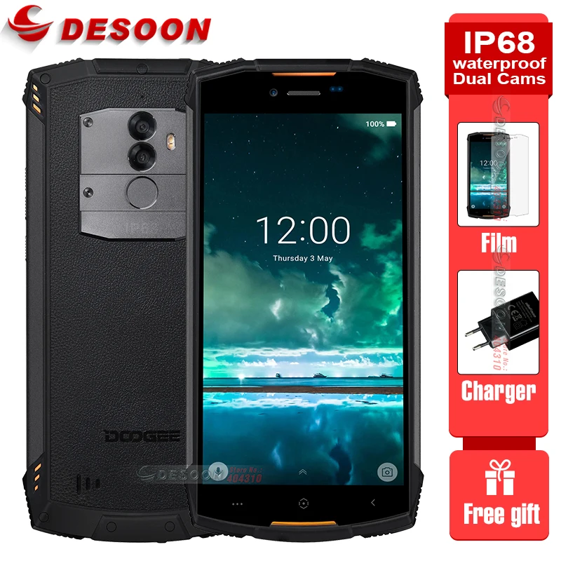 

Real IP68 DOOGEE S55 waterproof Smartphone 4GB RAM 64GB ROM 5500mAh MTK6750T Octa Core 5.5inch Android 8.0 Dual Cams 13.0MP