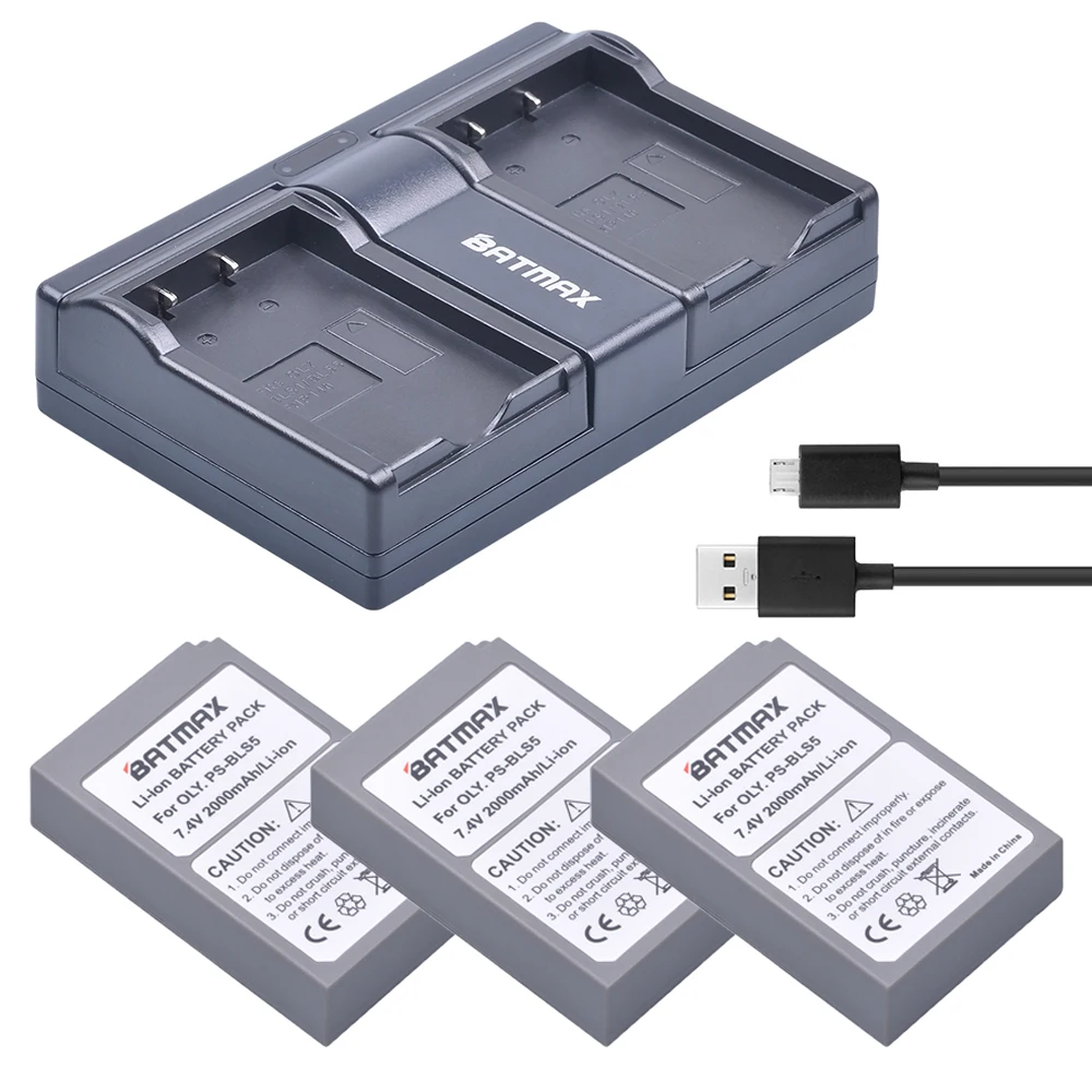 3Pc PS BLS5 BLS 5 BLS5 BLS 5 BLS 50 Battery +Dual USB Charger for ...