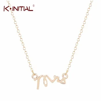 1pcs Gold Silver Cute Mrs Necklaces Pendants Love Letter Simple Initial Necklace Gift for Mother Delicate Necklace Bridal Gift