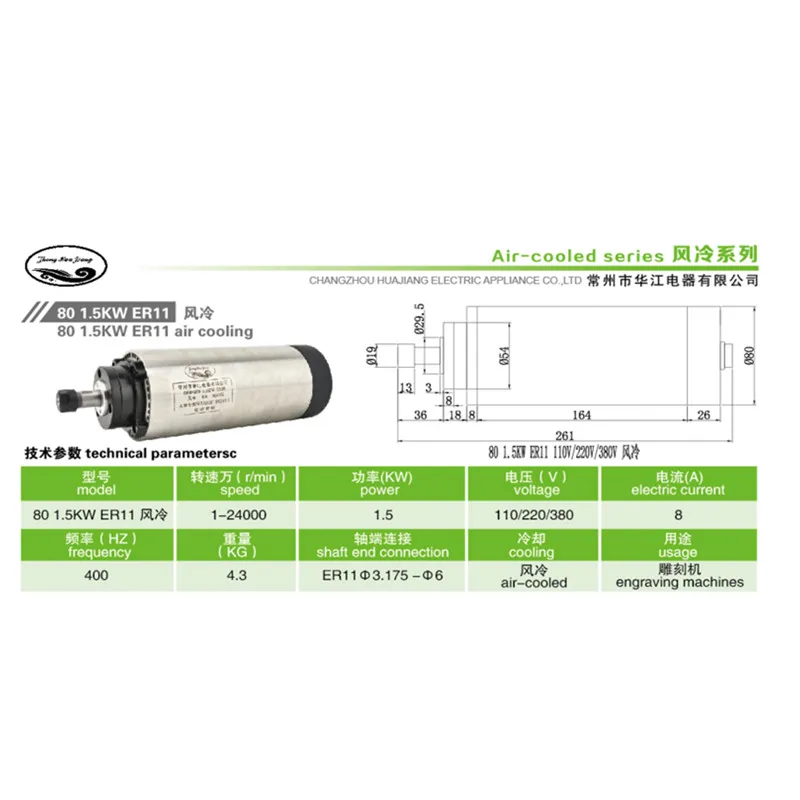 80 1.5KW ER11 air cooling
