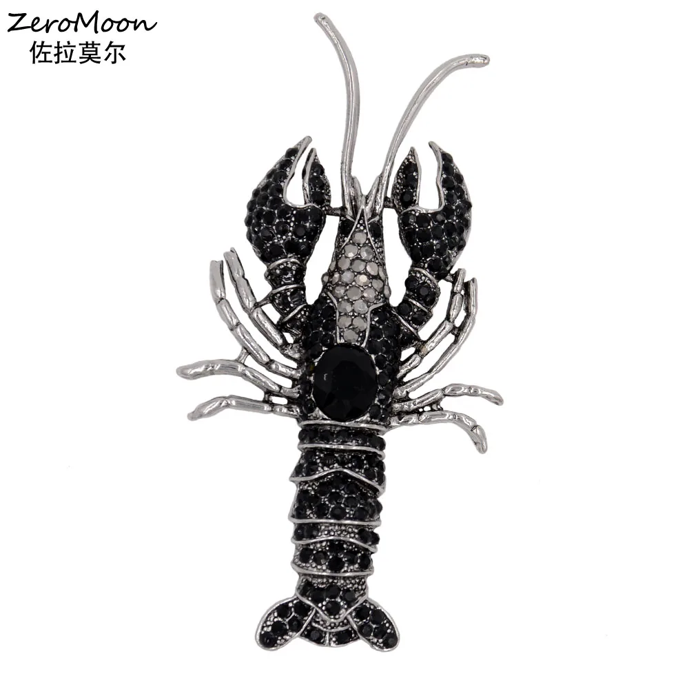 Buy Lifelike Crystal Rhinestone Lobster Brooch Metal