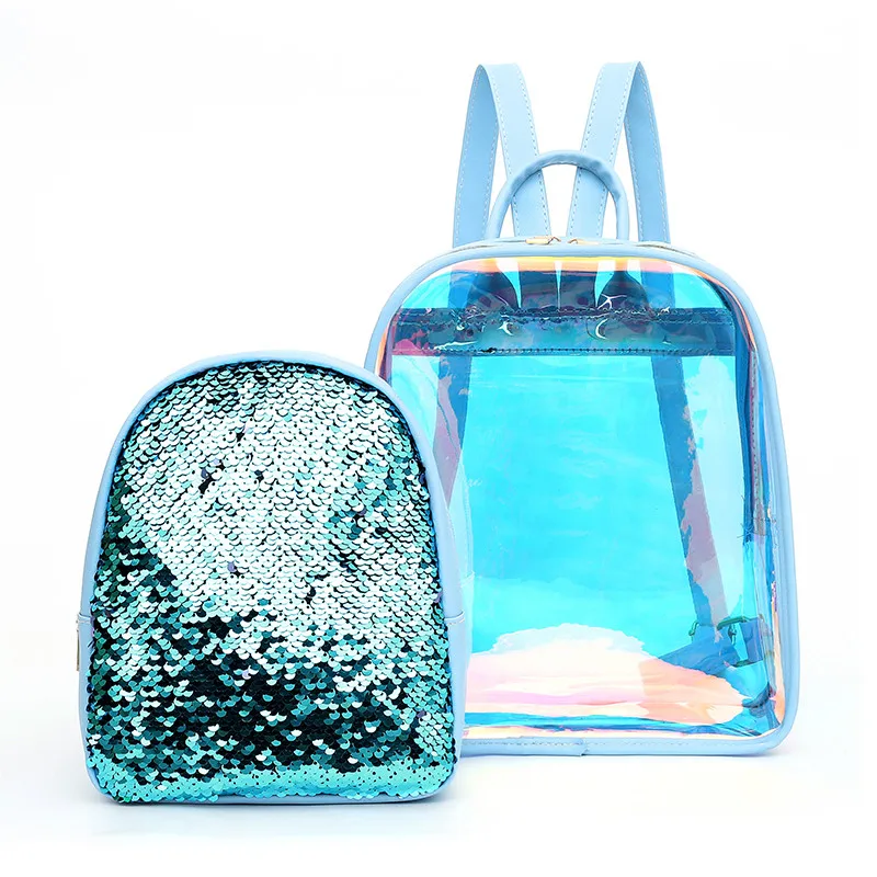 

New Cute Transparent Women Backpacks PVC Clear See Through Mini Backpack Jelly Color Student Schoolbag Women Teenager Book Bag