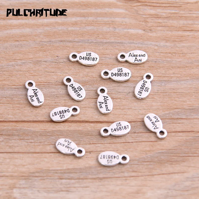 100pcs 8*4mm Metal Alloy Two Color Water Droplets Charms Letter Pendants For Jewelry Making DIY Handmade Craft