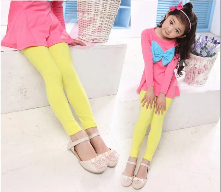 Dongkuan весна-осень детские хлопковые штаны для маленьких девочек яркие цвета - Цвет: Цвет: желтый