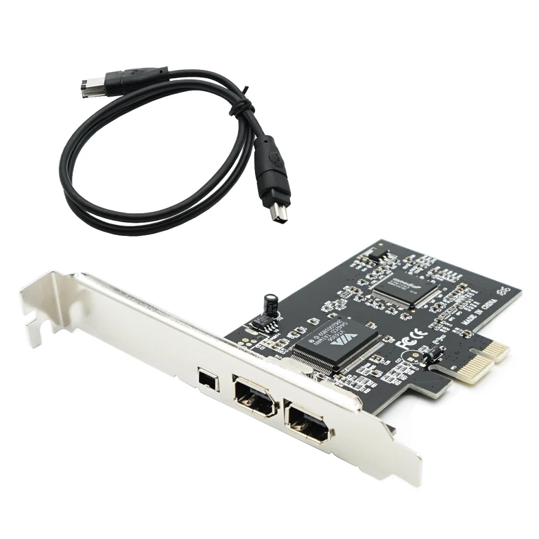 PCIe с 6 контактами PCI-E FIREWIRE 400 IEEE 1394 карты через чипсет работают WIN7 MAC OS pci-e до 1394 a b с кабелем