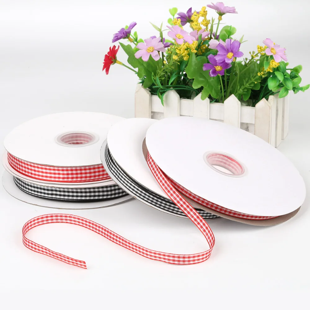 

New Arrival 10Yards/Roll Printing Lattice Ribbon Black Red Color For Gift Wrapping Home Decoration Wholesale And Retail