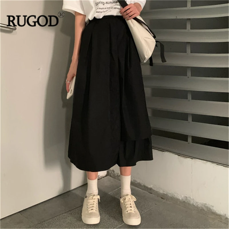 Однотонные Асимметричные женские юбки RUGOD элегантные плиссированные свободные