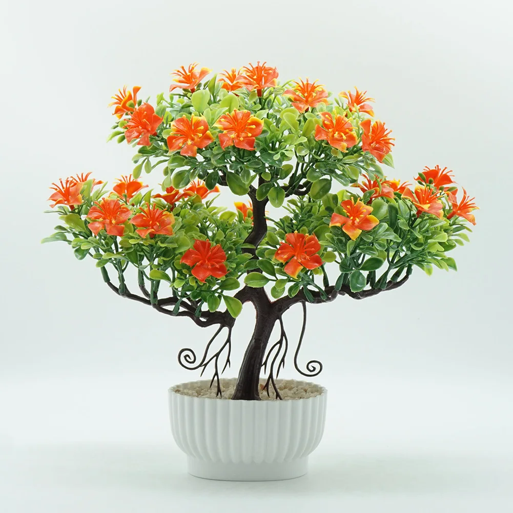 1Pc Artificial Flower Tree Potted Bonsai Home Office Garden Desktop Party Decor