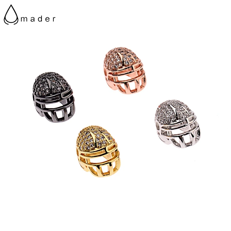 

Amader 2018 Copper Cubic Zirconia DIY Spacer Beads American Football Helmet Beads For Jewelry Making Fit Bracelet BD1064
