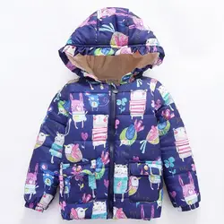 Куртка для девочек осенне-зимний утепленный хлопковый теплый жилет с капюшоном и граффити для маленьких мальчиков детская верхняя одежда