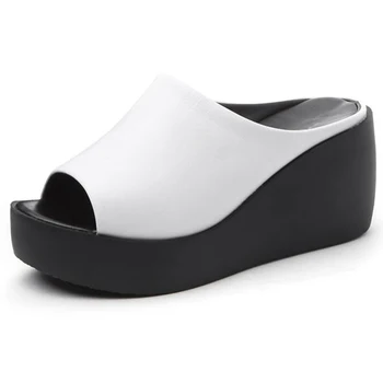 

Nice Summer Slippers Sponge Thick High-Heeled Platform Shoes Fashion Fish Mouth High-Heeled Sandals With Half Slippers