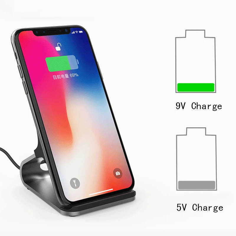 10 Вт QI беспроводные зарядные устройства для Iphone X 8 8Plus XS Max подставка телефона