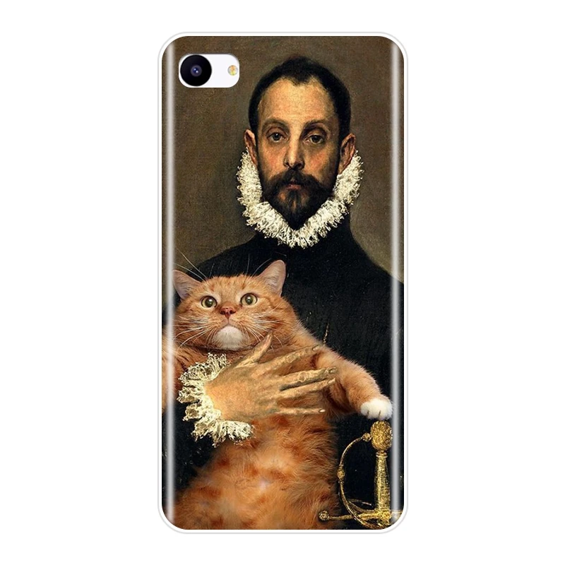 Back Cover For Meizu 16th 16x 15 Lite 16 Plus Art Cat Mona Lisa Funny Silicone Soft Phone Case For Meizu U10 U20 Pro 6 7 Plus