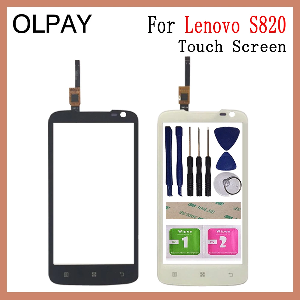 

OLPAY 4.7'' Mobile Phone For Lenovo S820 Touch Screen Glass Digitizer Panel Lens Sensor Tools Free Adhesive+Wipes