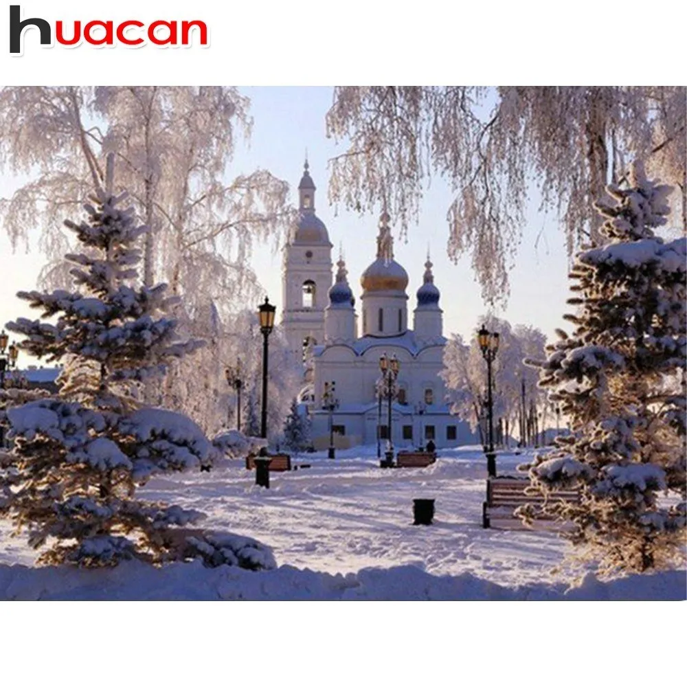 

HUACAN 5d Diy Diamond Painting Landscape Diamond Mosaic Winter Diamond Embroidery Decor Home Picture Of Rhinestones