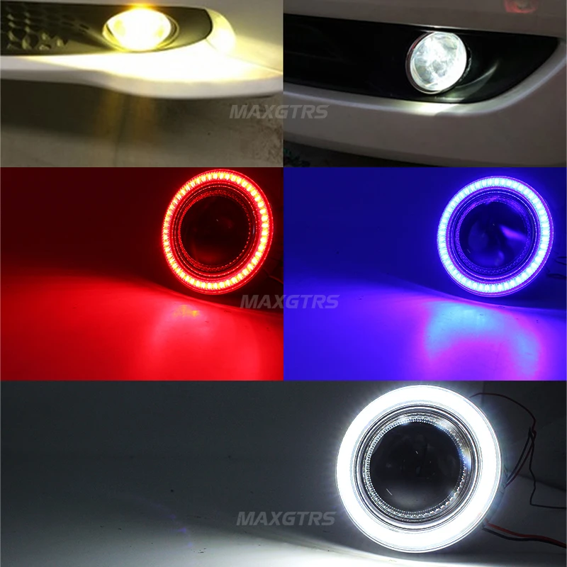 2x Универсальные HID Биксеноновые Противотуманные фары Лампа проектор Объектив дальнего света светодиодный Ангел глаз для Ford Toyota CRV Subaru Nissan Opel