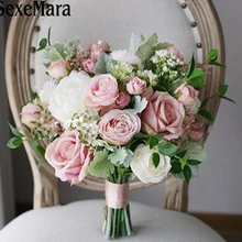 SexeMara Ramo de flores novia розовые пляжные свадебные цветы Свадебные букеты винтажные Свадебные украшения Искусственные Свадебные букеты